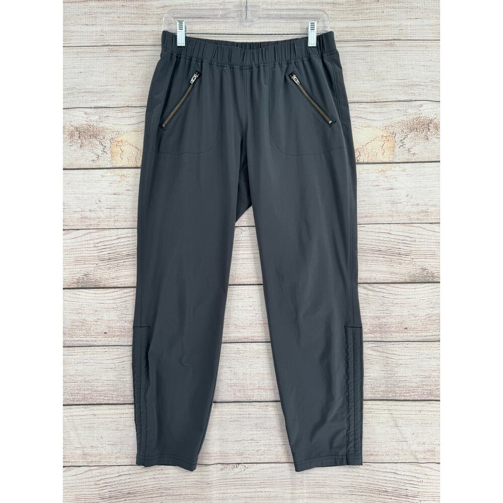 Athleta Aspire Ankle Pant Womens 8 Gray Pull On Elastic Waist Zip Pockets
